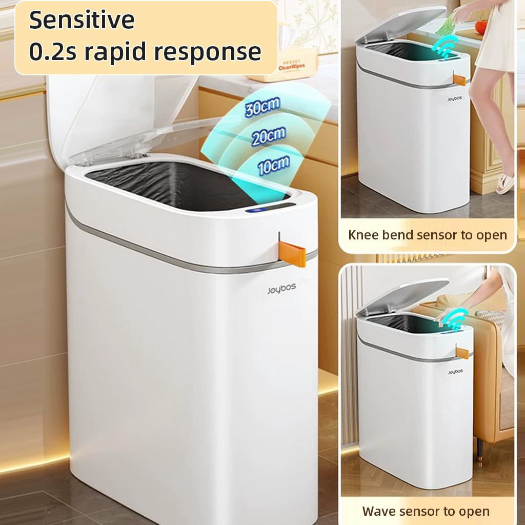 Joybos Small Trash Can, Motion Sensor Wastebasket, Slim Garbage Bin with One-Touch Auto Bagging & Odor Sealing, 2.2 Gallon