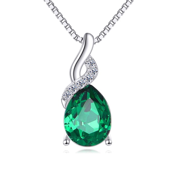 S925 sterling silver emerald Infinity birthstone necklace as Jewelry gift for Women