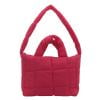 Women Puffer Handbag Solid Color Quilted Shoulder Bag Commute Bag Decor Bag (Rose Red)