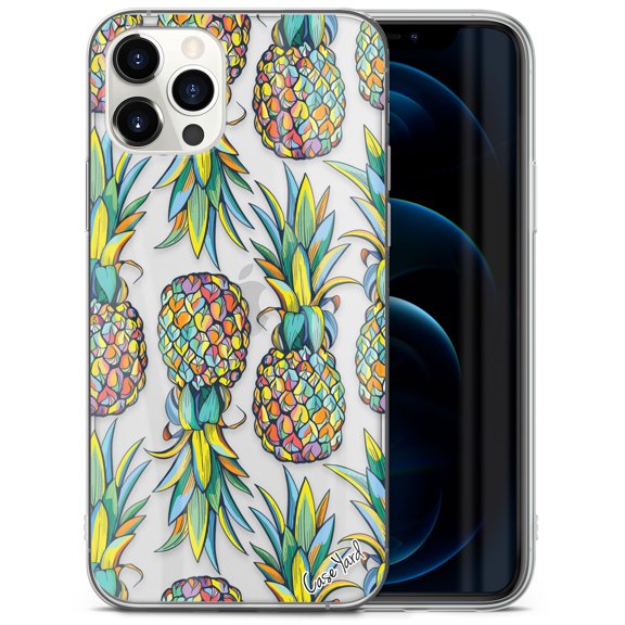Case Yard iPhone-12/12-Pro Case Clear Soft & Flexible TPU Ultra Low Profile Slim Fit Thin Shockproof Transparent Bumper Protective Cover Drop Protective Cell Phone Cases (Summer Pineapple)