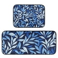thumbnail image 2 of Minimalist Blue Leaf Blackground Kitchen Mat Set of 2 Cushioned Non Slip Rugs for Bedroom Floor Runner Mats, 2 of 7