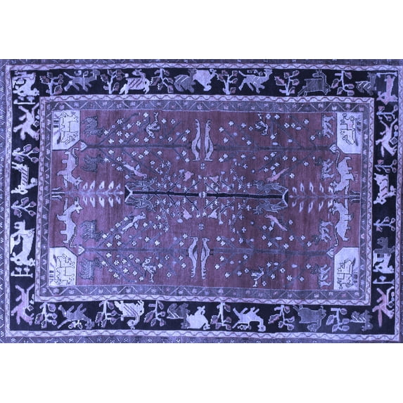 Ahgly Company Indoor Rectangle Animal Blue Traditional Area Rugs, 8' x 12'