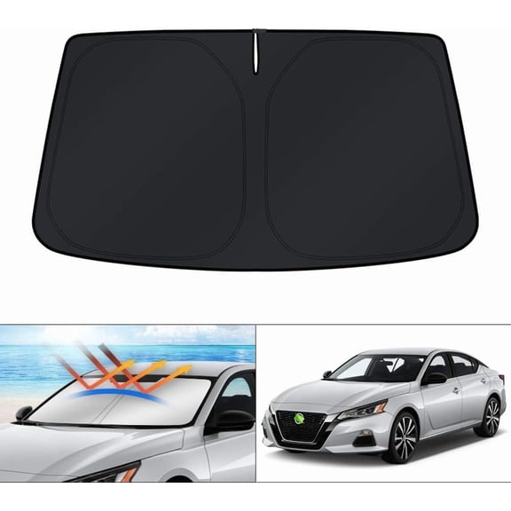 Canvcle Windshield Sun Shade for 2019-2025 Nissan Altima Accessories, Custom Fit Car Front Window Sun Visor Protector Foldable Blocks UV Rays Keep Your Car Cooler