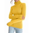 thumbnail image 1 of Suéteres Acanalados para Mujer, Lindos Suéteres de Punto de Cuello Alto, Ajustados y Cálidos Amarillo un Tamaño, 1 of 7