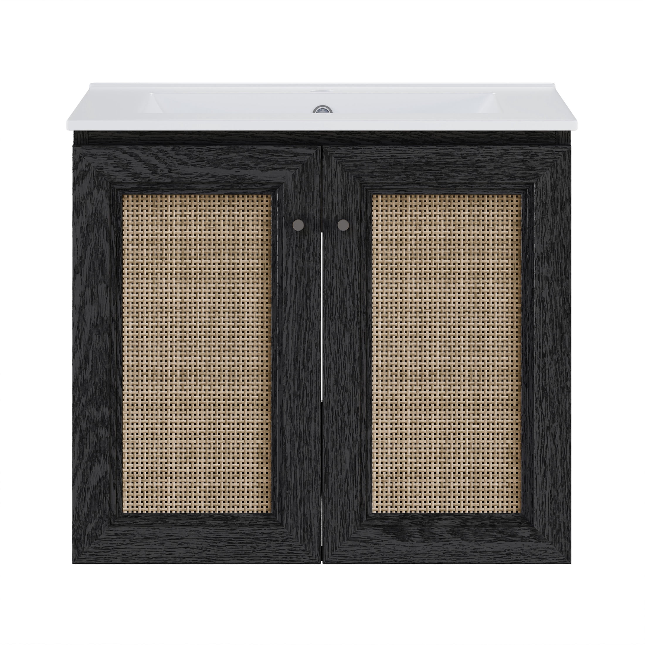 Classe 24" Wall-Mounted Bathroom Vanity in Black Oak with Single Faucet Hole Vanity Top