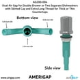 thumbnail image 4 of Dual Air Gap for Double Drawer or Two Separate Dishwashers with Skirted Cap and Extra Long Thread for Thick or Thin Countertops (AG200-004, AG200-001, T52, AMERIGAP), 4 of 9