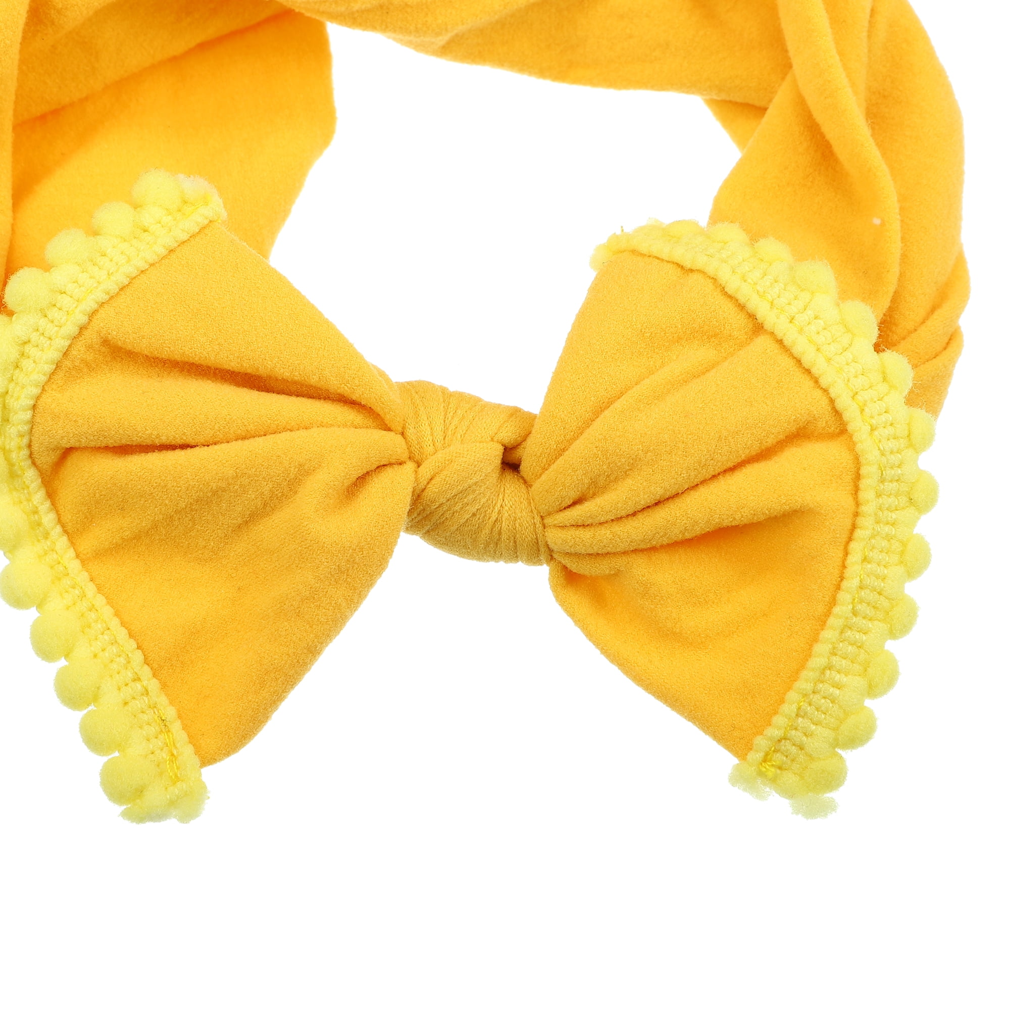 Unique Bargains Bow Fashion Cute Cotton Headband Hair Band 6.3 Inch Yellow