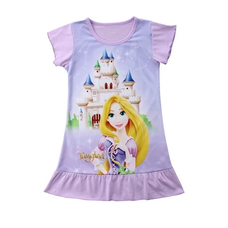 

wybzd Toddler Kids Baby Girls Summer Rapunzel Belle Aurora Princess Dress Party Casual Dress
