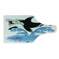 thumbnail image 1 of Funny Cutting Board, Summer Holiday Ocean Jumping Killer Whale with Sunglasses Cartoon Animal Love, Decorative Tempered Glass Cutting and Serving Board, Wine Bottle Shape, Black Blue, by Ambesonne, 1 of 1