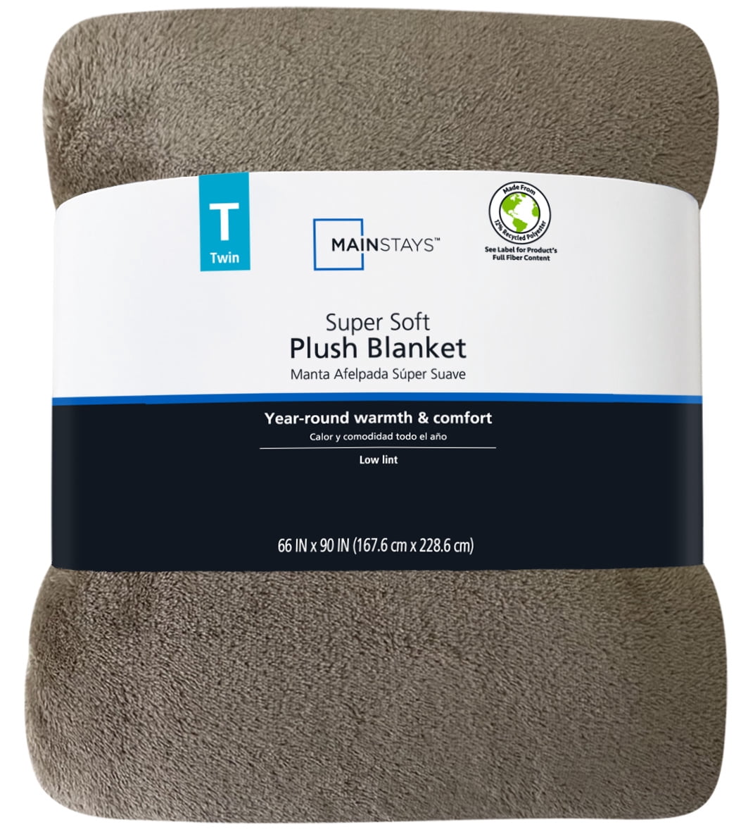 Mainstays Super Soft Plush Blanket, Brown, Twin, Adult/Teen