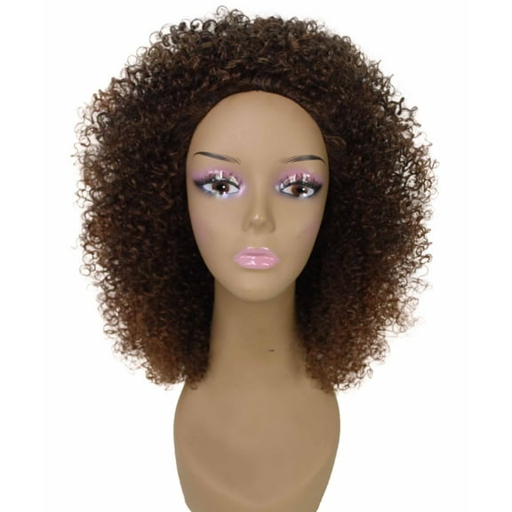 LUXLUXE Zenobia 18” Curly Kinky Half Wig | Mixed Human Hair & Synthetic Fiber Blend | Natural & Multi-Tone Color Options