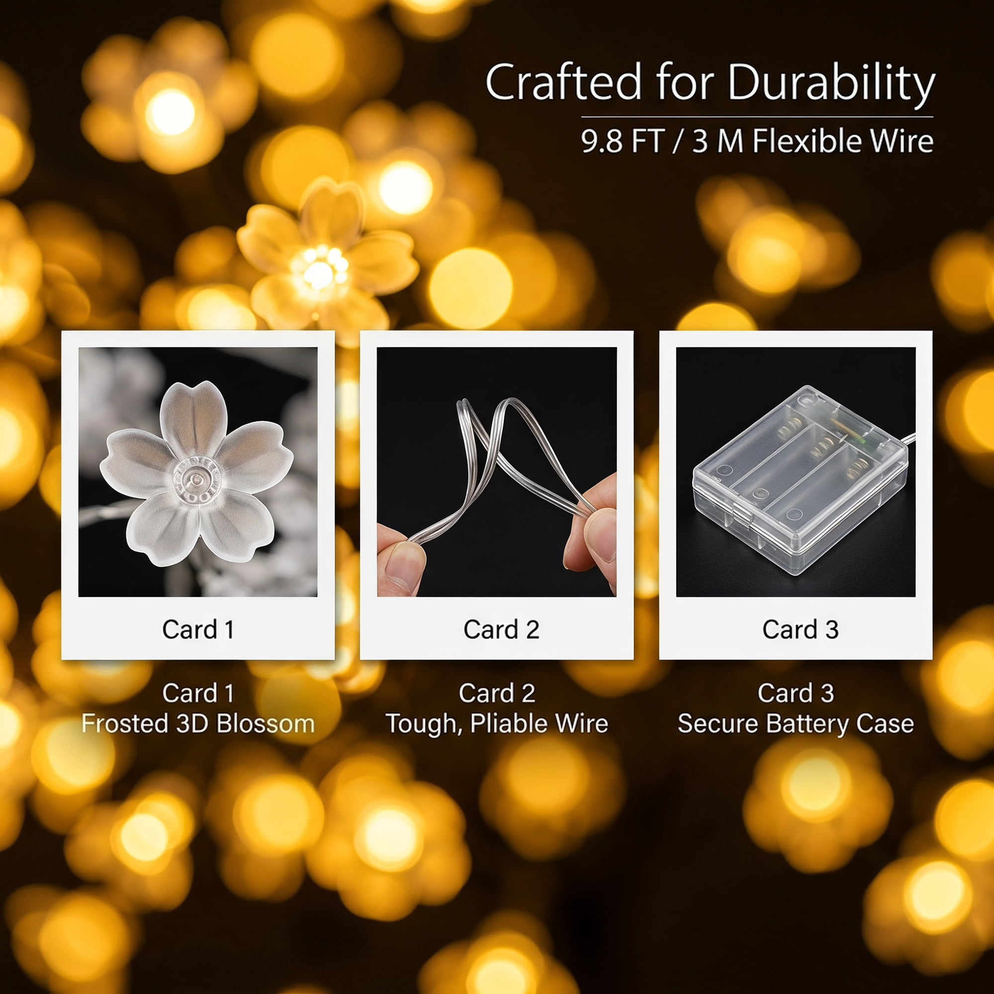 Unique Bargains Decorative Indoor Aesthetic Botanical Fairy Lights 9.8 ft Battery Operated