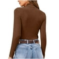 thumbnail image 5 of Womens High Neck Knit Tops Slim Fit Casual Pure Color Base Sweater Turtleneck Ribbed Pullover Long Sleeve Blouse (XL, Coffee), 5 of 6