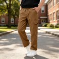 thumbnail image 2 of ZBSOKO Boys Cargo Pants Elastic Waist Straight Leg Casual Pant with Multi Pockets Full Length Fashion Trousers for Teen 5-15 Years, 2 of 7