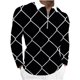 thumbnail image 1 of Blusa de manga larga con estampado digital de múltiples elementos coloridos y media cremallera para hombre Pompotops oipoqjl47105, 1 of 5