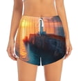 thumbnail image 2 of Daiia Lighthouse At Sunset Coast Pattern Women's 2 in 1 Running Shorts - Lightweight Athletic Workout Gym Yoga Shorts Liner with Phone Pockets-Small, 2 of 7
