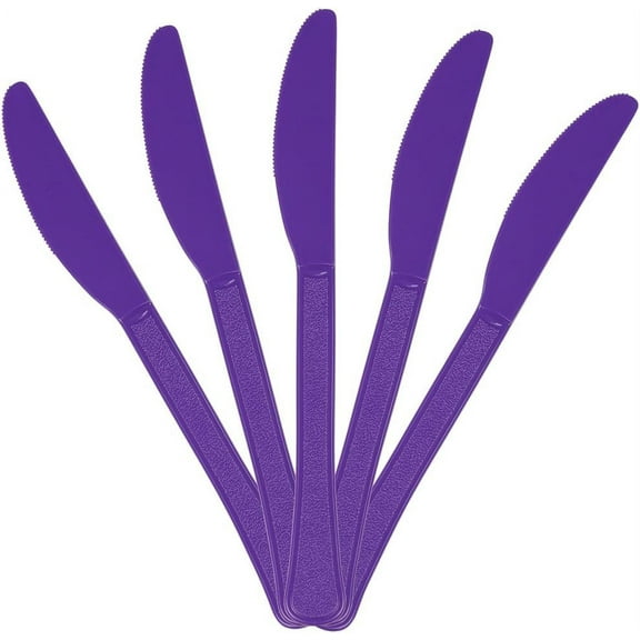 JAM Paper Disposable Plastic Knives Party Pack, Purple, 50/Box