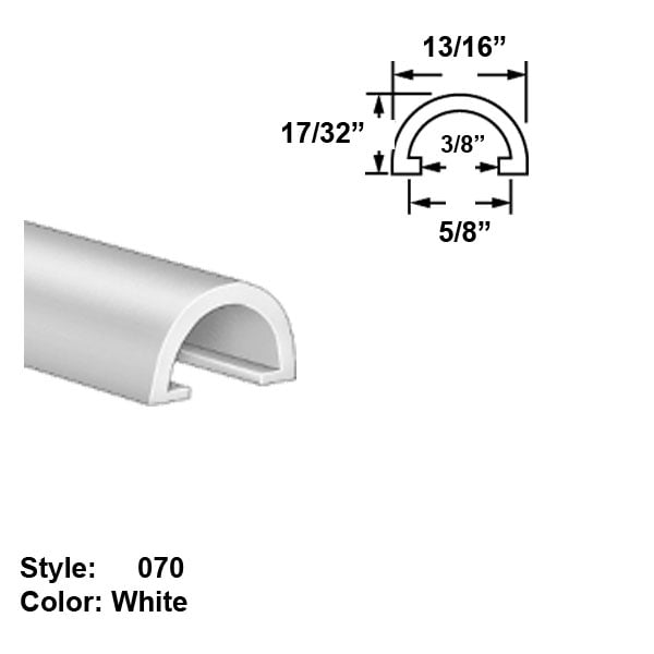 Food Grade Uhmw Plastic Half Round Push On Trim Style 070 Ht 17 32 X Wd 13 16 White 10 Ft Long Com Food Grade Uhmw Plastic Half Round Push, Plastic Half Round Trim