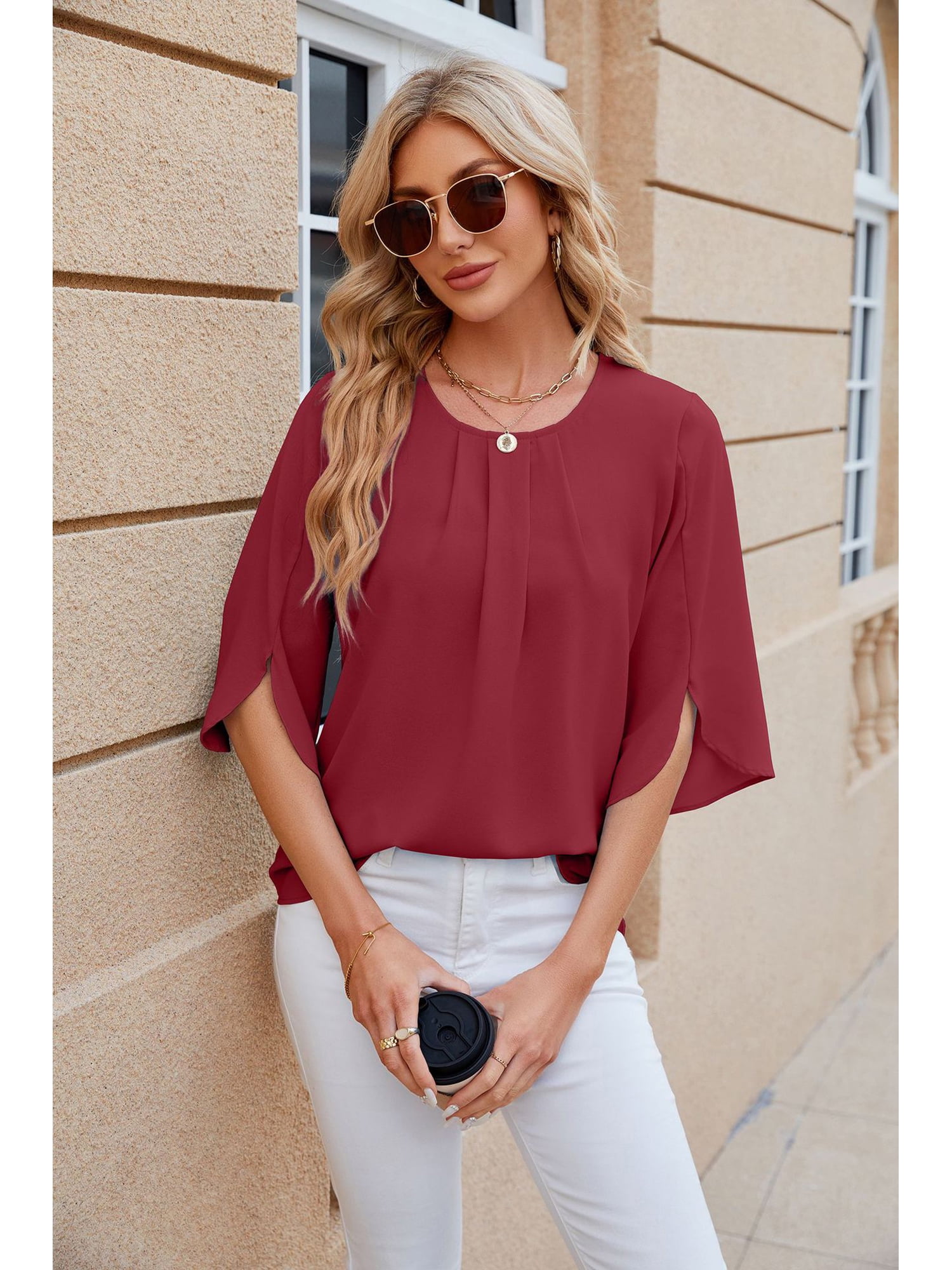 Maroon sales chiffon top