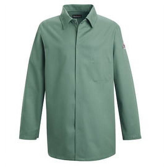Bulwark® Size 2X Visual Green Cotton Long Sleeve Flame Resistant Coat With Gripper Front Closure