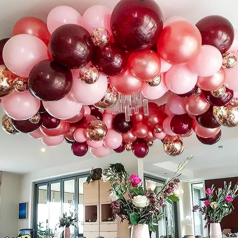 Retro Red Balloons, 50 pcs 12 Inch Burgundy Balloons, Maroon
