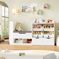 thumbnail image 6 of Homfa 63'' Kids Bookshelf with Reading Nook, Large Toy Storage Organizer with 3 Drawers & 6 Storage Bins, Kids Toy Storage Box with Bench for Playroom, Kid Room, White, 6 of 9