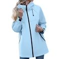 thumbnail image 2 of zejinsd Long Coat for Women Warm Windproof Autumn Winter Outerwear Stylish Stand Collar Hooded Jacket Solid Color Relaxed Fit Mid-Length Coat, 2 of 8