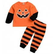 Toddler Halloween Pumpkin Tshirt Pant Set Cosplay Gift for Infant Boy Girl