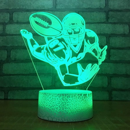YSITIANNA 3D Rugby Football Night Light Lamp Illusion 7 Color Changing Touch Switch Table Desk Decoration Lamps Gift with Acrylic Flat ABS Base USB Cable Toy STNL#1856