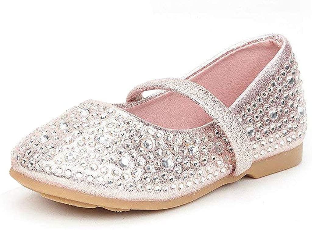 Kids Infant Toddler Girl/'s Rhinestone Mary Jane Strap Ballet Flat Shoes Size US