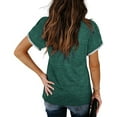 thumbnail image 2 of UHNDY Women's Short Sleeve V-Neck T-Shirt Summer Solid Color New,Green,M, 2 of 4