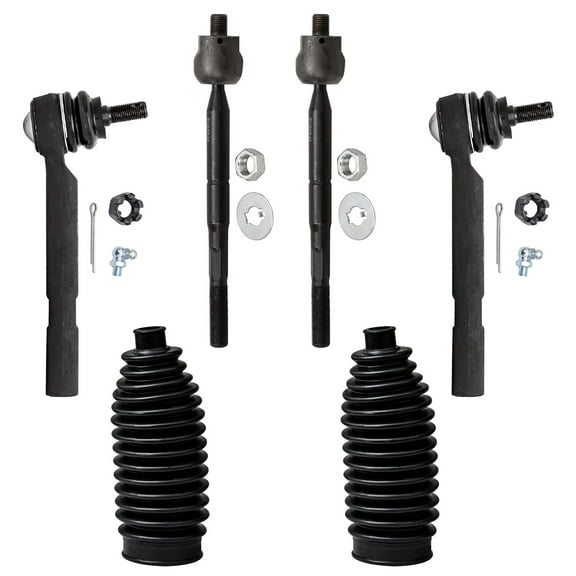 Detroit Axle - Front 6pc Suspension Kit for 2004-2006 Lexus RX330, 07-09 RX350, 04-07 Toyota Highlander, 4 Tie Rods 2 Boots   Bellows 2004 2005 2006 2007 2008 2009 Replacement