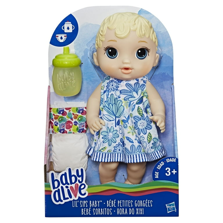 Baby Alive Lil Sips Baby 12 Inch Doll Blonde Hair Blue Eyes