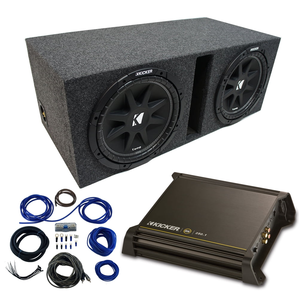 Dual 12" Kicker Sub Package with Kicker 11DX250.1 Refurbished Amp & Vented - Walmart.com