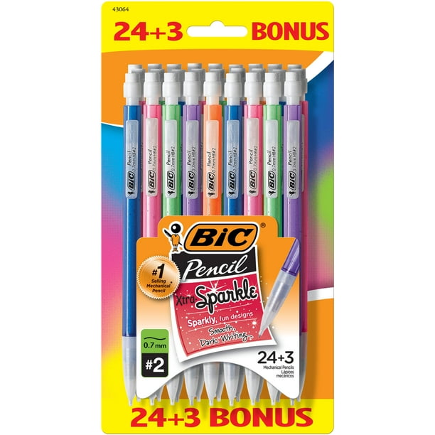 Bic XtraSparkle Mechanical Pencil, Medium Point (0.7mm), 2 HB, 24