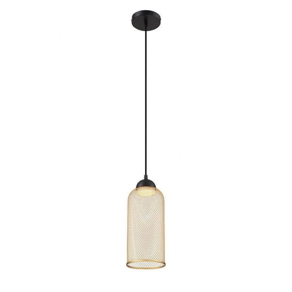 Transitional Led Pendant with Black Metal 13.5 inches Pendants-Black Finish-Gold Shade Color Bailey Street Home 79-Bel-3366704