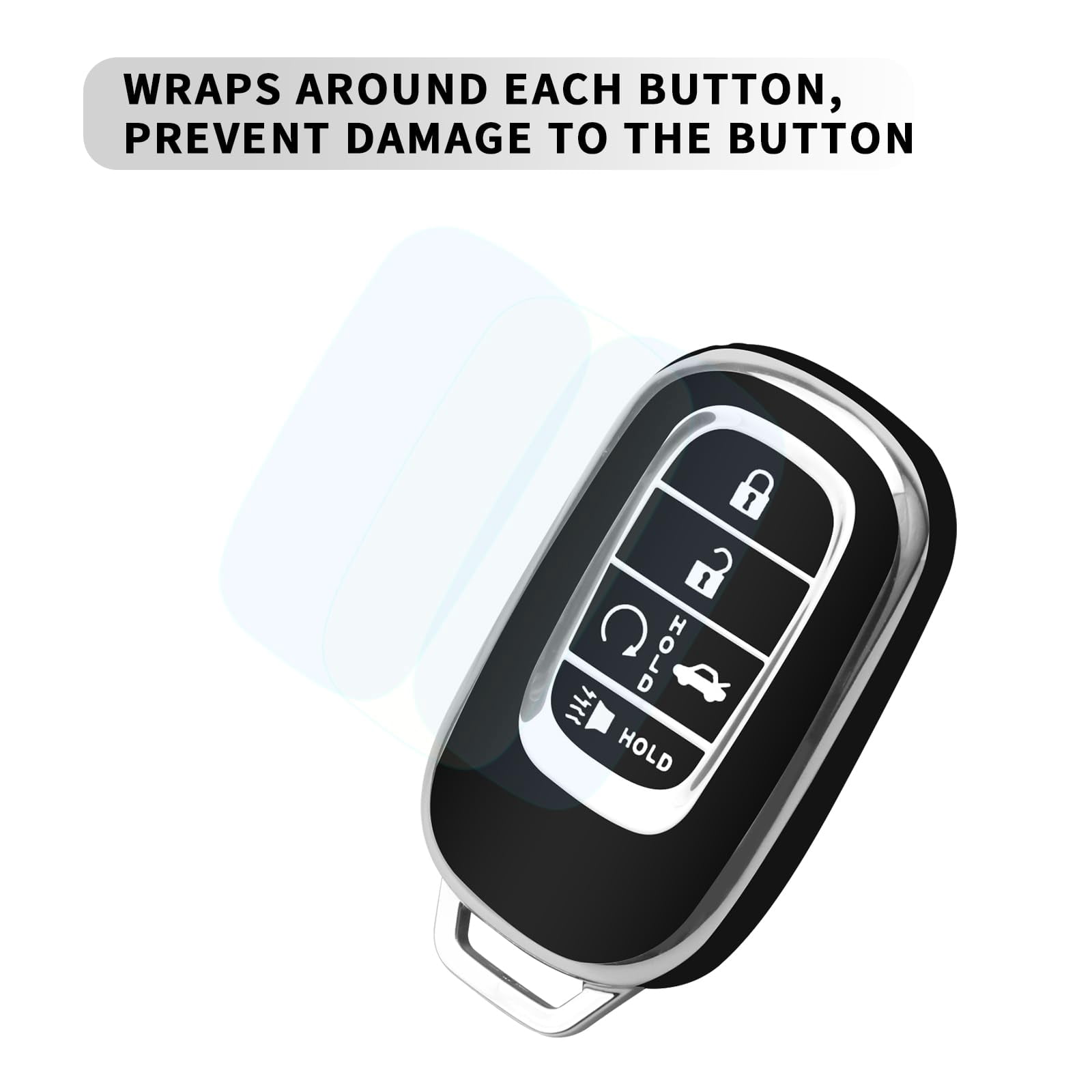 for Honda Key fob Cover, Soft TPU Car Key Case Protector with Leather Keychain Compatible with 2022 2023 2024 2025 Honda Accord Civic HR-V CR-V Pilot Odyssey smart Remote Key