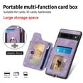 thumbnail image 3 of ELEHOLD for Google Pixel 6 Case with Ring Holder, Pixel 6 Wallet Case with RFID Blocking Card Holder Wristlet Strap, Magnetic Button Flip Folio Kickstand Shockproof Phone Cover,Purple, 3 of 10
