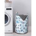 thumbnail image 3 of Tulip Laundry Bag, Different Size Tiled Tulips Illustration with Explicit Motley Lines Design Print, Hamper Basket with Handles Drawstring Closure for Laundromats, 13" x 19", Blue, by Ambesonne, 3 of 4