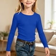 thumbnail image 5 of Bovxnpu Girls Long Sleeve Shirts Undershirts Ribbed Long Sleeve Crew Neck Top Fall Winter Outfits, 5 of 8