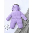 thumbnail image 3 of hirigin Kids Girl Boy Romper, Long Sleeve Hood Plush Cotton-Padded Clothes Casual Winter Zipper Jumpsuit, 3 of 7