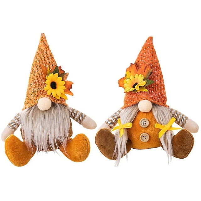2Pcs Cute Thanksgiving Gnome Fall Gnome Decoration Thanksgiving Party Tiered Tray Decoration