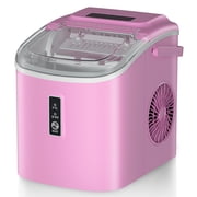 Simzlife Countertop Ice Maker with Handle,Portable Ice Machine with Basket and Scoop, 9 Bullet Ice In 6 Mins, 26Lbs/24H, Self-Cleaning