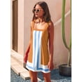 thumbnail image 4 of Women'S Striped Mini Dress Boho Shoulder Strap Sundress Summer Cover Up Dress for Beach Orange Color XL, 4 of 7