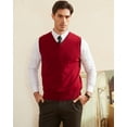 thumbnail image 2 of Kallspin Men's Sweater Vest Cotton V Neck Relaxed Fit Knit Sleeveless Pullover Sweater(Red,Small), 2 of 9