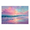 thumbnail image 5 of Glitter Pastel Rainbow Seaside Sunset Framed Canvas Wall Art for Dorm Bathroom Apartment Decor, Ready to Hang12"L x 8"W, 5 of 10