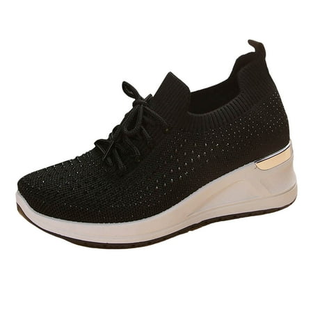 

Women S Casual Shoes Thick Soled Wedge Fashionable Diamond Enhanced Casual Sneakers