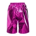 thumbnail image 2 of Eandarui Kids Disco Knee Length Shorts Sparkle Dance Booty Shorts Girls Boys Shiny Metallic Short Hot Pink 110, 2 of 5