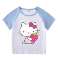 thumbnail image 3 of Hello Kitty-ropa transpirable de algodón puro para niños, conjunto de dos piezas, moda informal para niñas, pantalones cortos de manga corta, traje deportivo para niño, 3 of 5