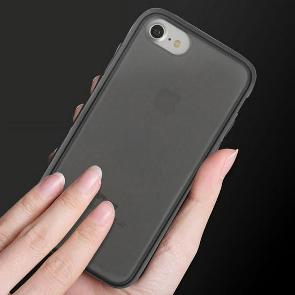 Apple iPhone 8, iPhone 7, iPhone 6s /6 Phone Case Hybrid Rubber Silicone TPU Gel Protect Bumper Slim Fit Shell Back Cover Heavy Duty [Semi-Transparent] Smoke Frosted BLACK Case for iPhone 7/8 /6s/6